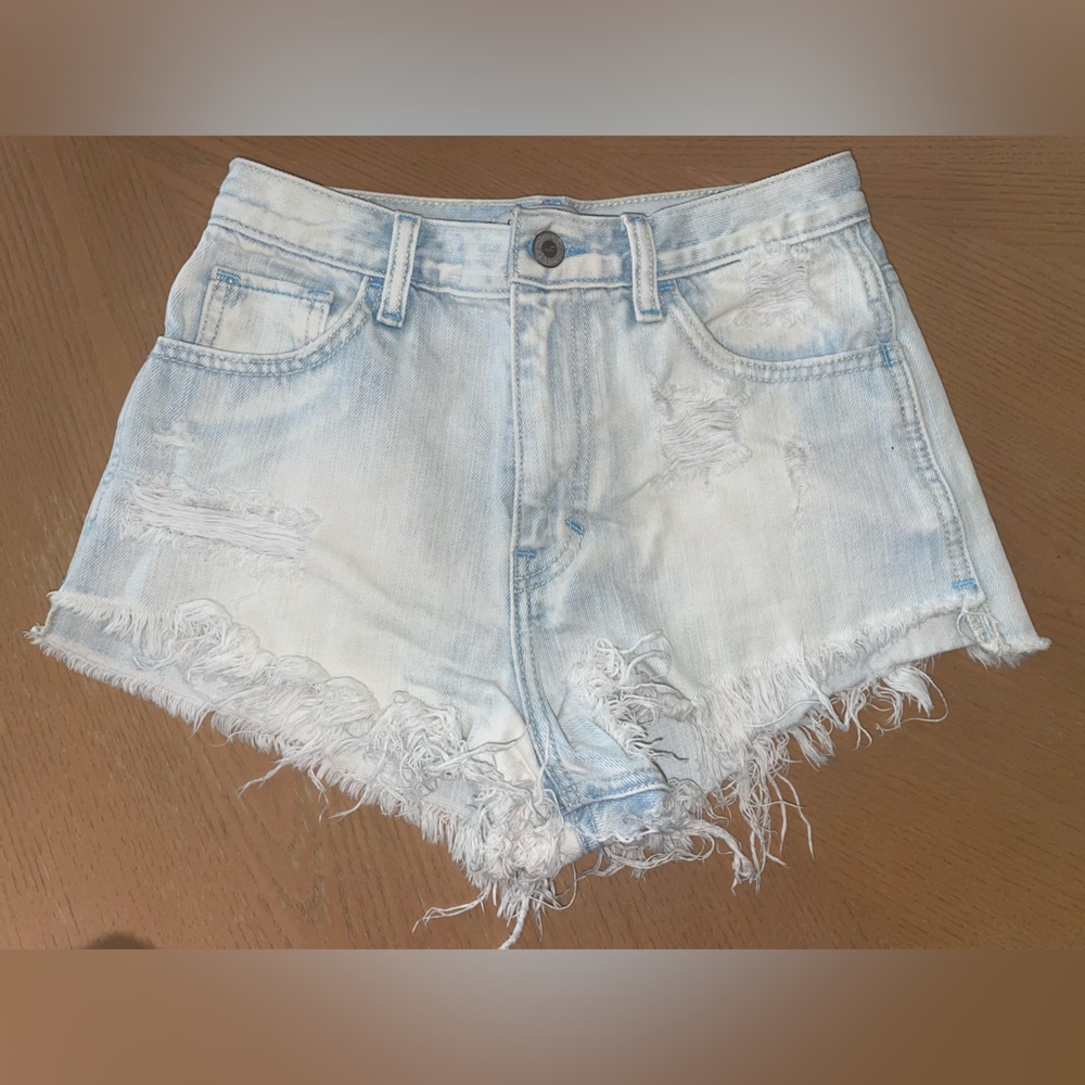 Hollister Blue Jean Shorts Distressed High-Waisted